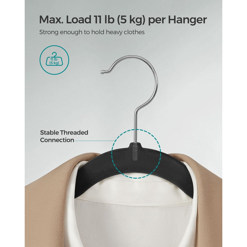 Songmics Black Velvet Clothes Hangers, Pack of 50 Songmics