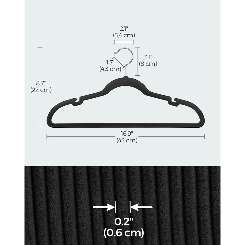 Songmics Black Velvet Clothes Hangers, Pack of 50 Songmics