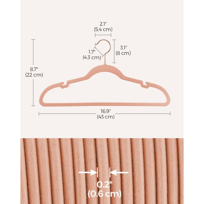 Songmics Pink Velvet Clothes Hangers Pack of 50 Songmics
