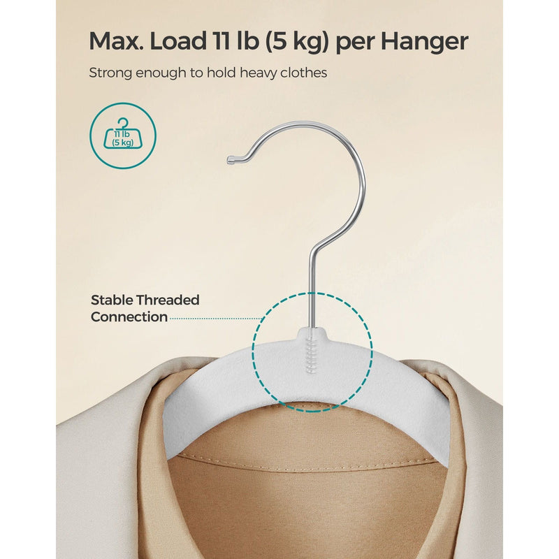 Songmics White Velvet Coat Hangers, Pack of 50
