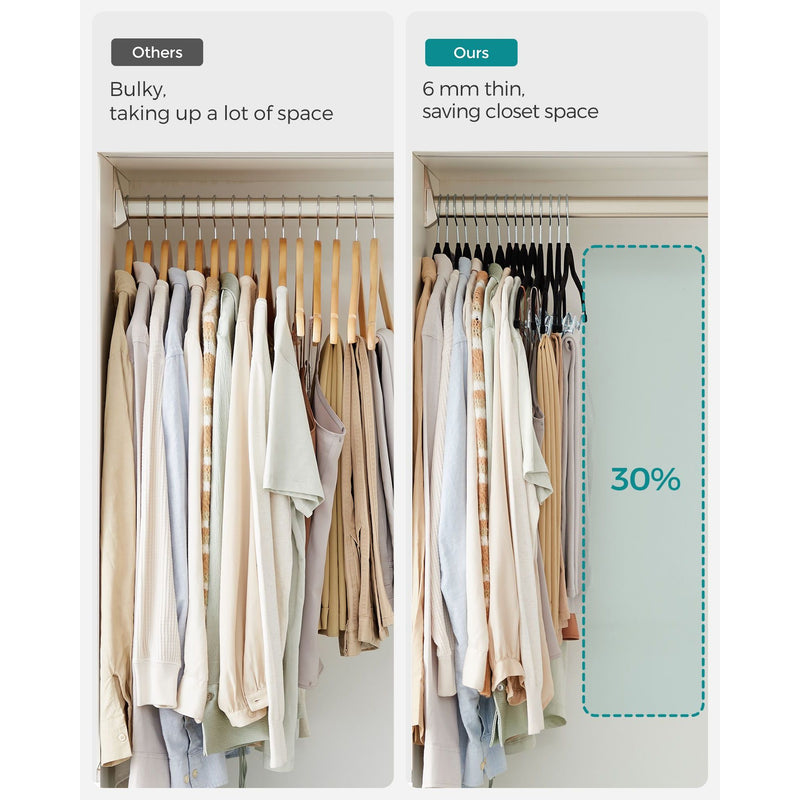 Songmics Black Velvet Clothes Hangers, Pack of 10