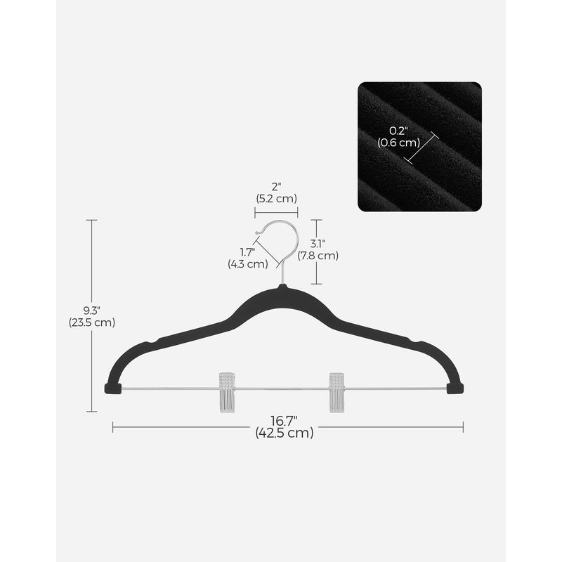 Songmics Black Velvet Clothes Hangers, Pack of 10