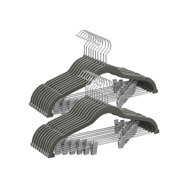 Songmics Grey Velvet Coat Hangers Pack of 20