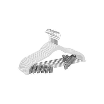 Songmics White Velvet Hangers With Clips, Pack of 10 Songmics