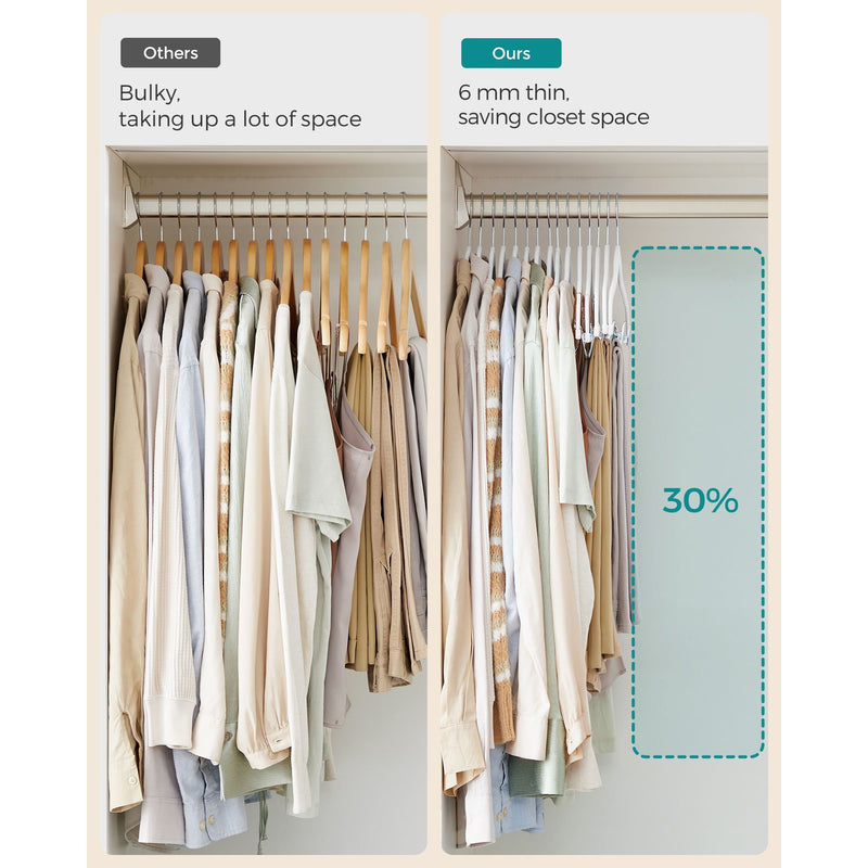 Songmics White Velvet Hangers With Clips Pack of 20