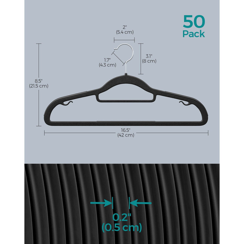 Songmics Black Plastic Coat Hangers Pack of 50 Songmics