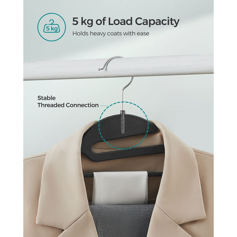 Songmics Non Slip Coat Hangers, Black/Brown (Pack of 20)