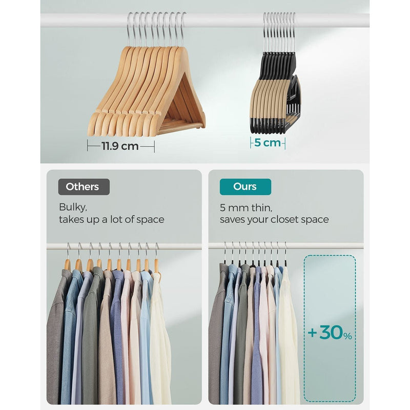 Songmics Non Slip Coat Hangers, Black/Brown (Pack of 20)