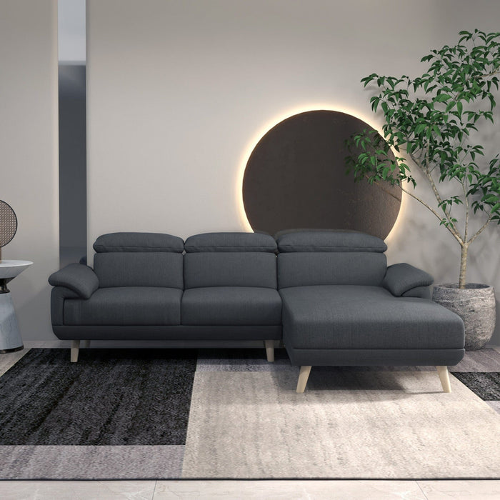 Dark Grey Fabric L Shaped 3-Seater Sofa