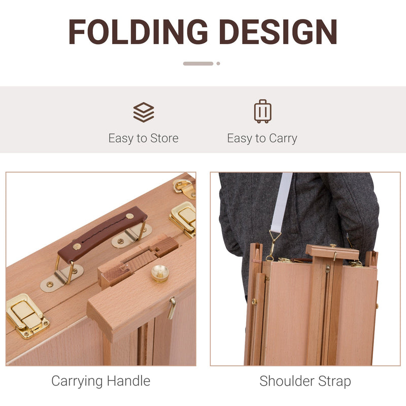 Wooden Art Easel, Portable, Natural Wood