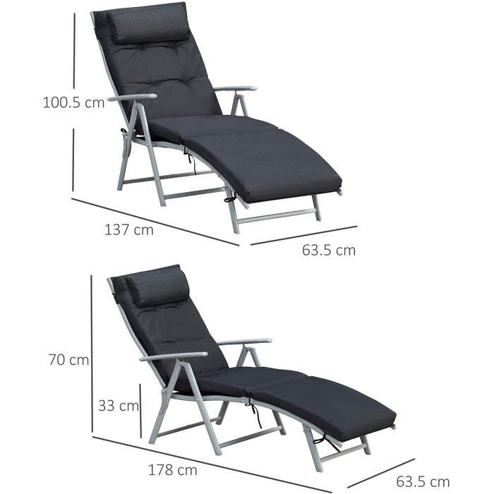 Patio Texteline Sun Lounger, Foldable, Pillow, Cushion