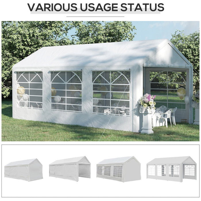 Large Gazebo With Sides, 6x3m, Steel Frame, White