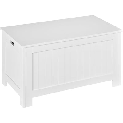White Wooden Storage Box, Lid & Safety Hinges Homcom