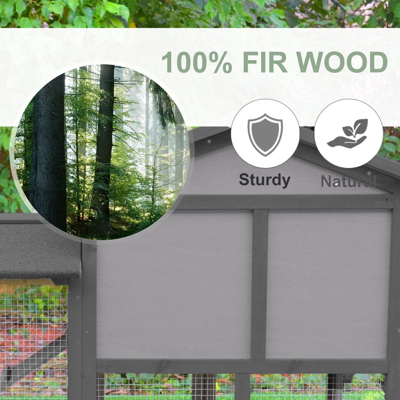 Two-Level Fir Wood Animal Hutch - Burnt Yellow