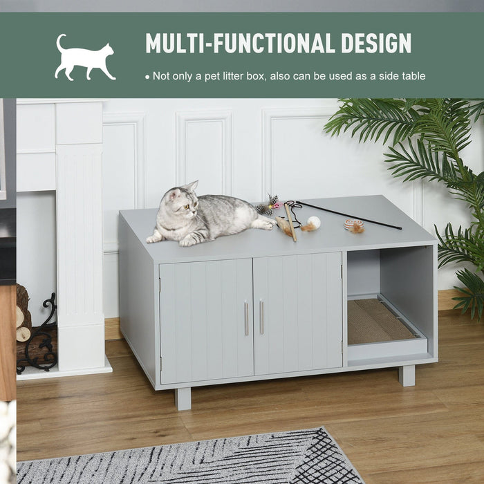 Nightstand Cat Litter Box Enclosure  - Grey