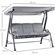 3 Seater Garden Swing Chair Hammock With Canopy, Bed Outsunny