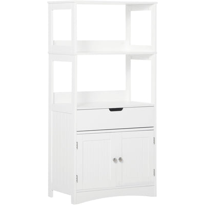 White Freestanding Bathroom Floor Cabinet Kleankin