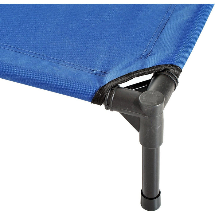 Elevated Camping Pet Bed, Metal Frame, Blue