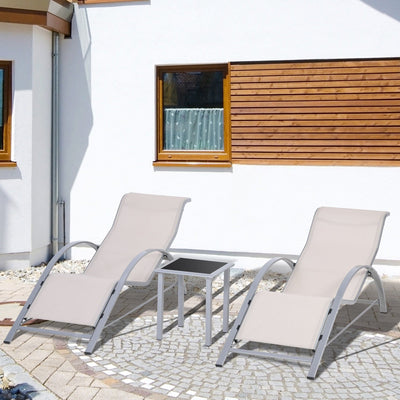 3-Piece Sun Loungers With Table Outsunny