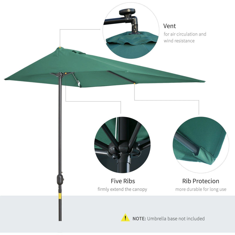 2.3m Balcony Half Umbrella, Crank Handle