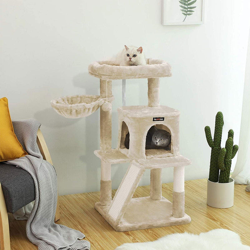 Feandrea Cat Tree Tower, Beige, 48x48x96cm