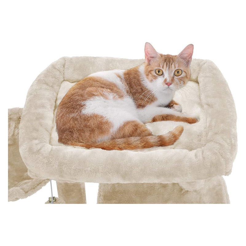 Feandrea Cat Tree Tower, Beige, 48x48x96cm