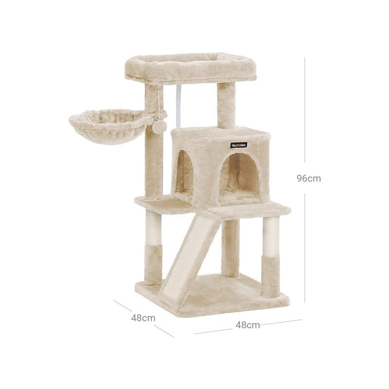 Feandrea Cat Tree Tower, Beige, 48x48x96cm