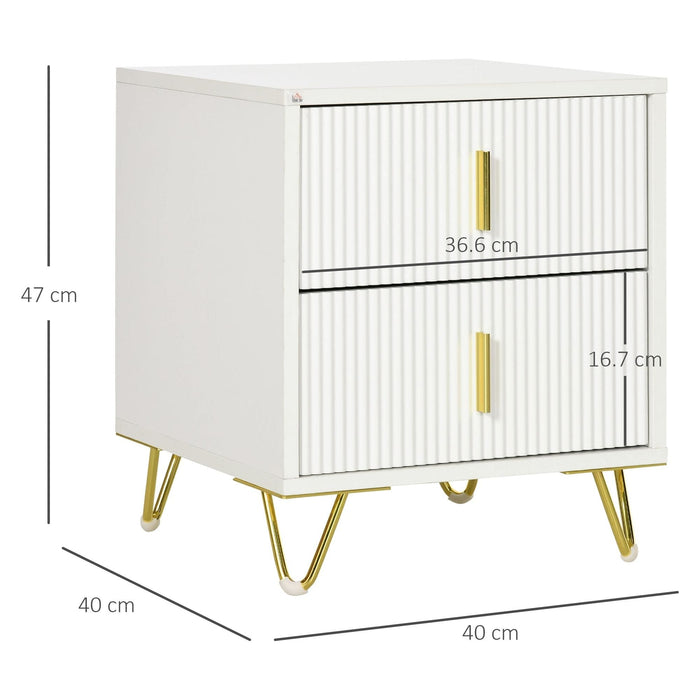 HOMCOM Bedside Table with 2 Drawers, White