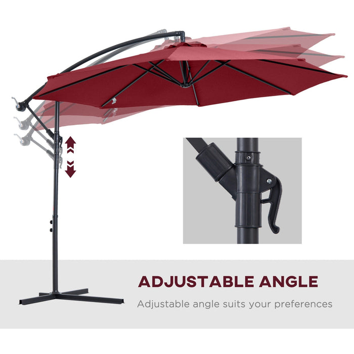 3m Banana Parasol, Crank Handle, 8 Ribs, Cross Base