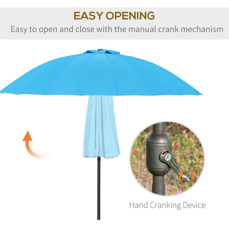 Round Patio Parasol, 2.5m, Tilt Crank, 18 Ribs