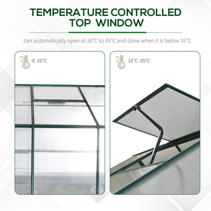 6x8ft Polycarbonate Greenhouse, Custom Interior, Steel Frame