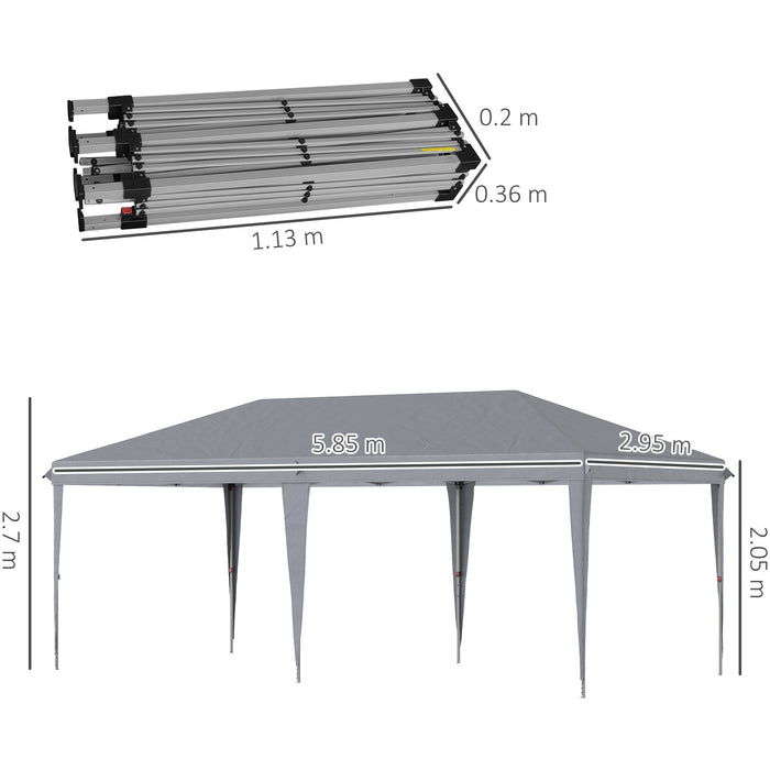 Pop Up Gazebo 6x3, UV-Resistant, Adjustable Height, Grey