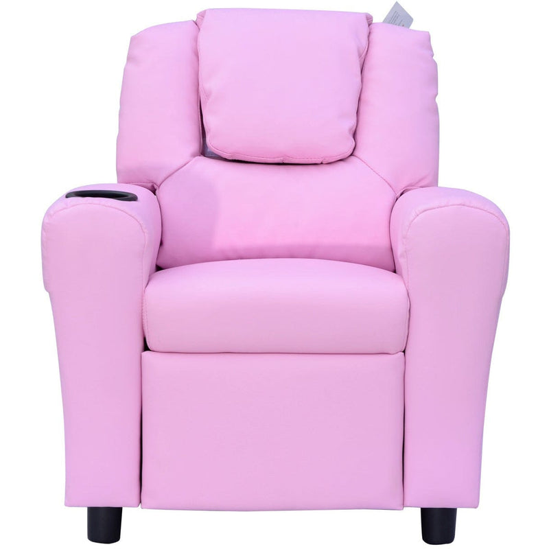 Childs Recliner Chair with Cup Holder - Pink