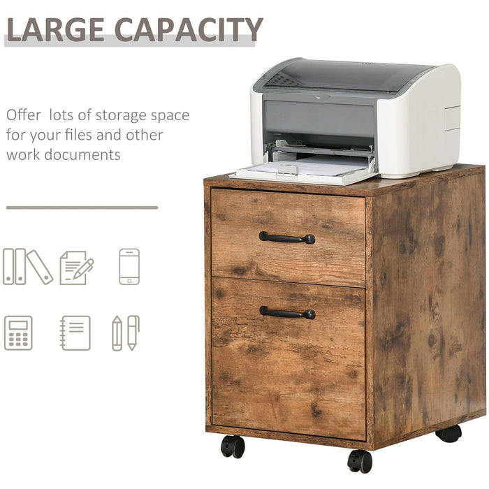 Rolling File Cabinet, 2 Drawers, Home Office