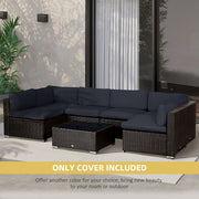 Outsunny Garden Rattan Sofa Cushion Polyester Cover Replacement Outdoor- No Cushion Included Grey Outsunny