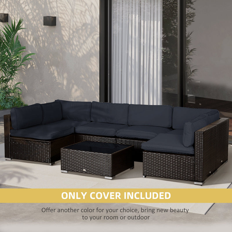Outsunny Garden Rattan Sofa Cushion Polyester Cover Replacement Outdoor- No Cushion Included Grey Outsunny