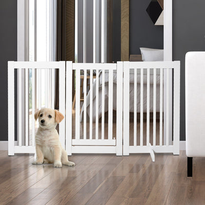 No Screw Pet Gate, Wooden, Freestanding, 155 x 76cm, White Homcom