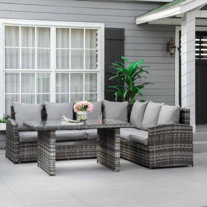 5 Seater Rattan Corner Dining Set with Cushions