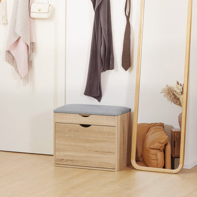 Shoe Bench, Cushion, 4 Pairs, Storage, Natural Homcom
