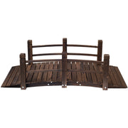 Wooden Garden Bridge, Stained Finish, Outdoor Pond Walkway Outsunny
