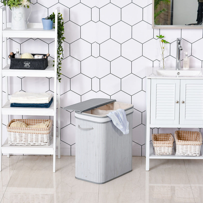 Foldable Laundry Basket, Grey Wood