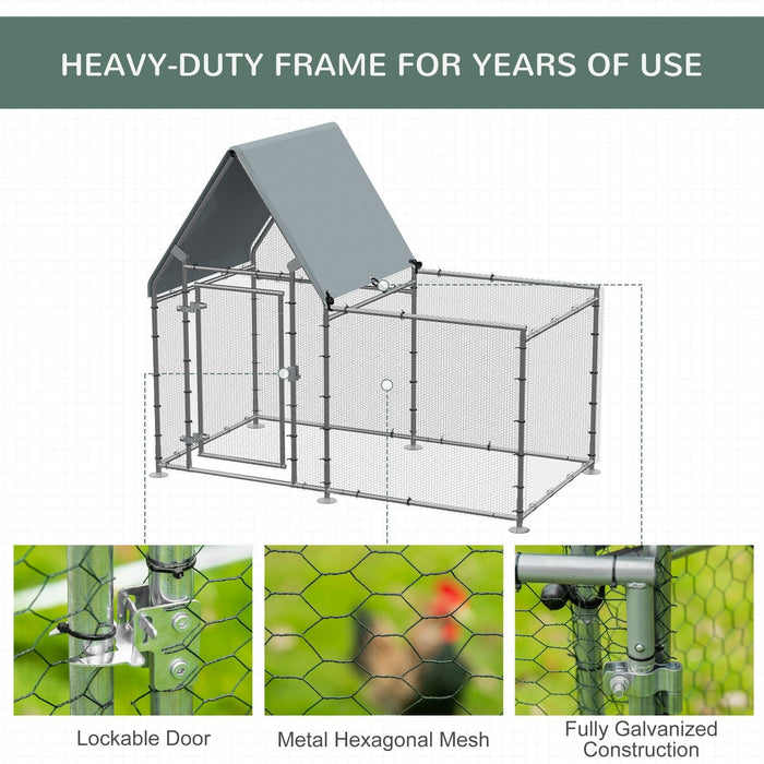 Large Galvanised Walk In Chicken Run w/ Water-Resist Cover