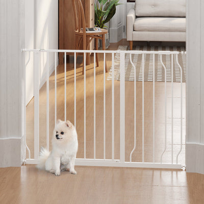75-115cm  Wide Pet  Safety Gate - White Pawhut