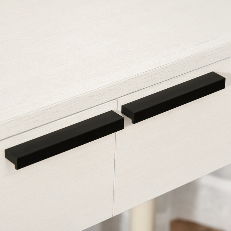 Modern Dressing Table With Round Mirror and Stool