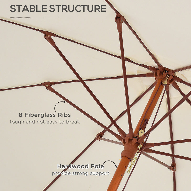 2.5m Wooden Garden Parasol - Top Vent