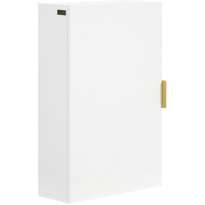 White Over Toilet Wall Cabinet With Adjustable Shelves Kleankin