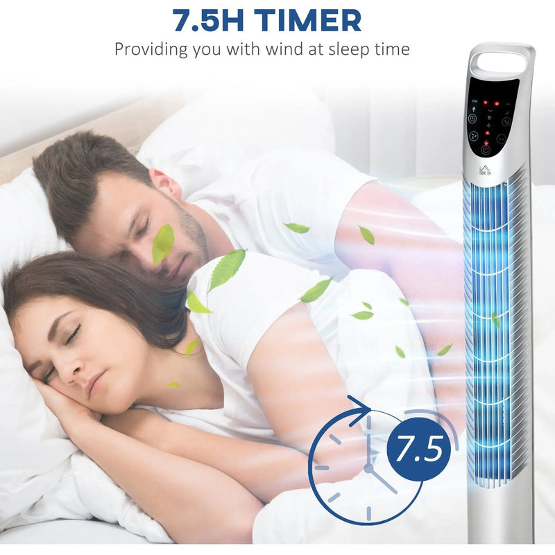 36" Tower Fan with Remote, 3 Speed, Oscillation, 7.5h Timer Homcom