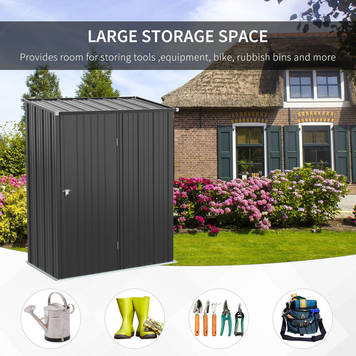 5x3ft Metal Outdoor Storage Shed, Grey