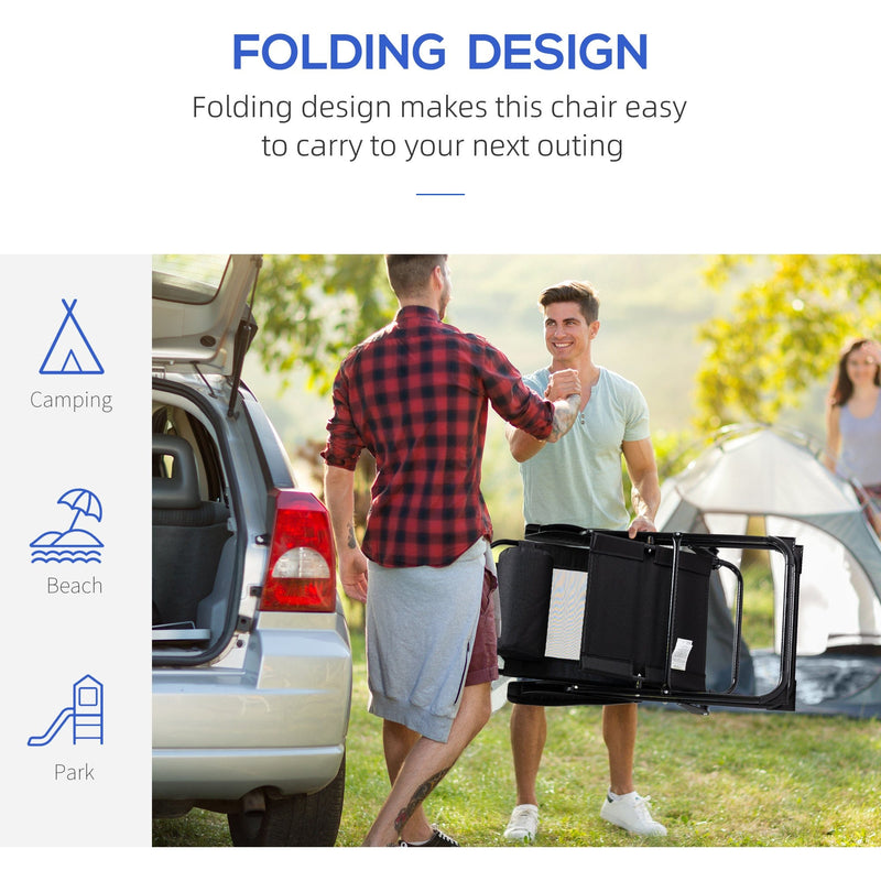 Folding Recliner Patio Chair Set of 2 Black