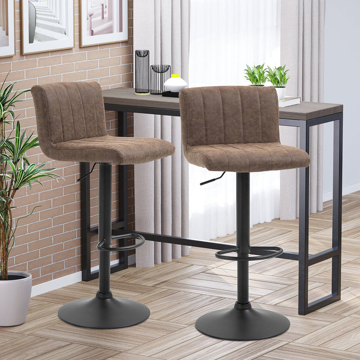 Brown Leather Bar Stools Set of 2